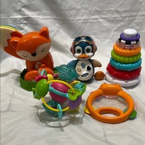 Infantino Fox night light, Stacking Rings, Sensory Ball, Musical Duck Baby Set